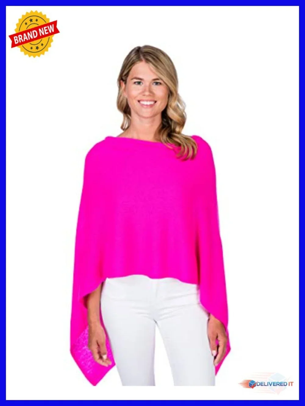 100% Cashmere Poncho Wrap - Dress Topper - One Size